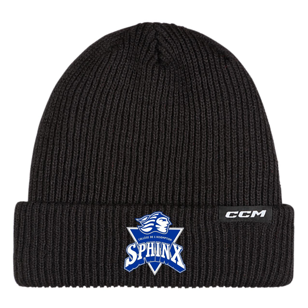 Tuque à Pompon CCM Noir Foncé Avec Logo Sphinx Brodé